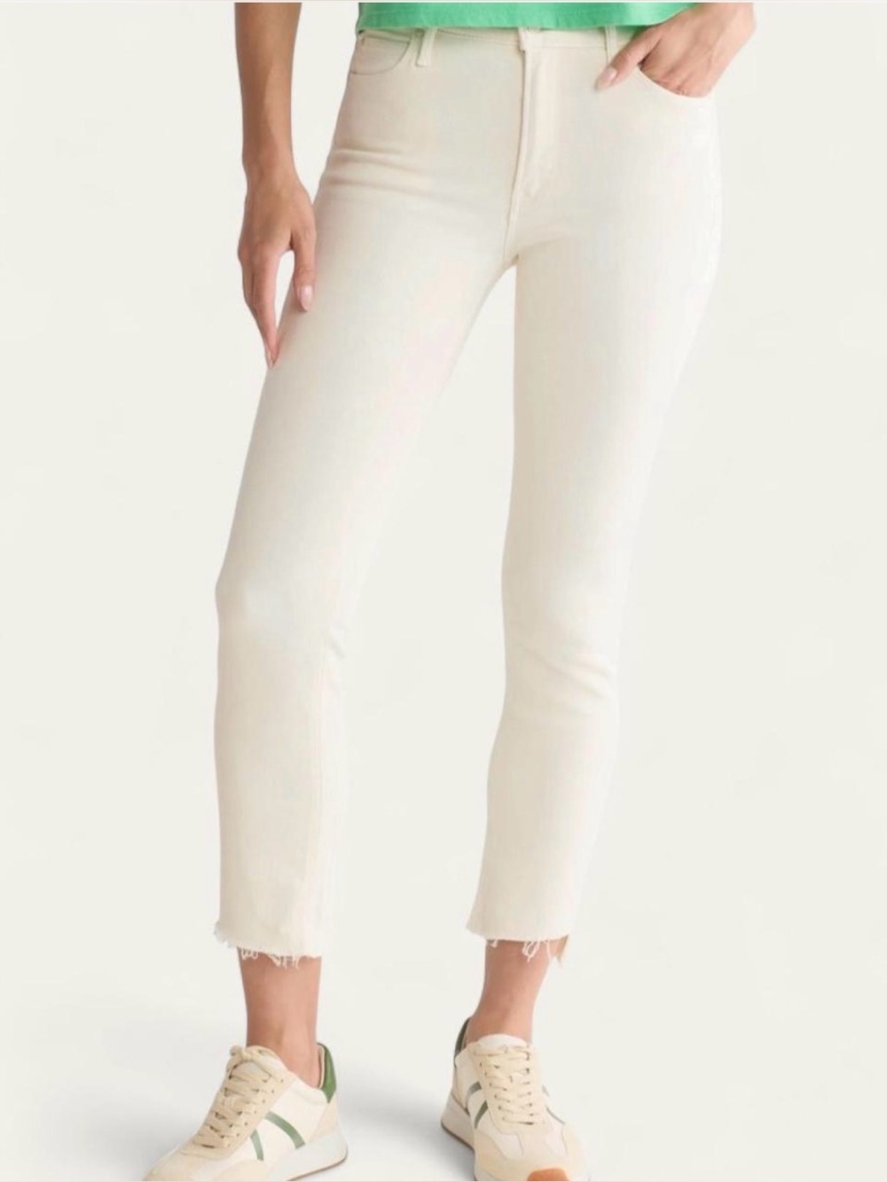 MOTHER Mid Rise Dazzler Ankle Jeans Antique White 25 NWOT